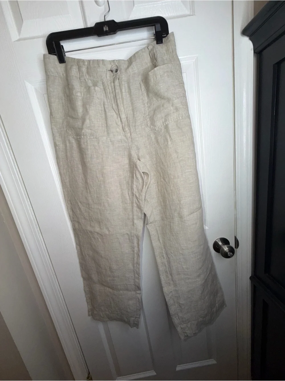 Quince Women’s 10 100% European Linen Wide Leg Trouser Pants Flax 10 Tan Classic